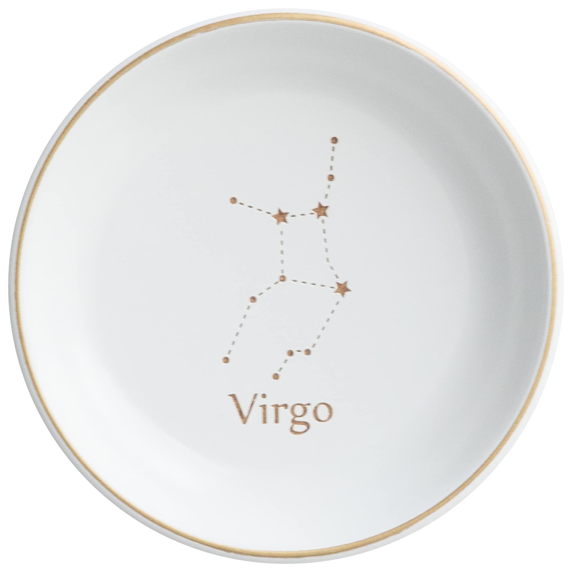 COLLECTIVE HOME - Wood Jewelry Tray, Decorative Zodiac Trinket Dish for Rings Earrings Necklaces Bracelet, Birthday Mother's Day Christmas Gift for Women, Astrological Dish, 4.75" (Virgo)