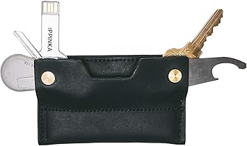 Amazon Com Mkc Minimalist Slim Leather Wallet All In One Key Holder And Card And Cash Organizer Without Flap 4 1 X 2 4 In Black Clothing Shoes Jewelry