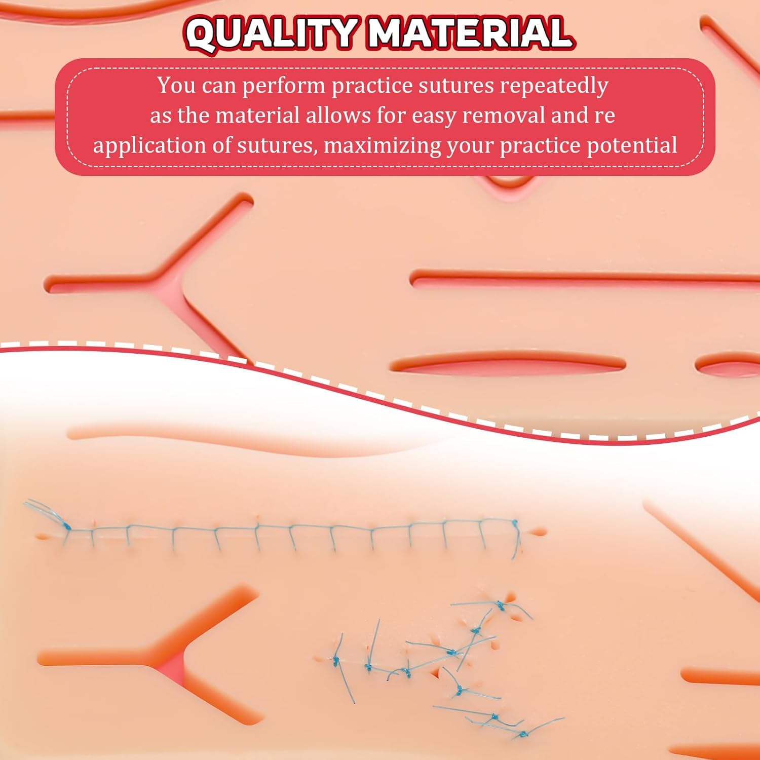 3 Pcs Suture Pad 3 Layer Suture Practice Pad with Wounds Suture Practice Kit, Hard to Rip, Tear or Break for Medical and Vet Students Veterinarian Nurses Training and Practice - Image 4