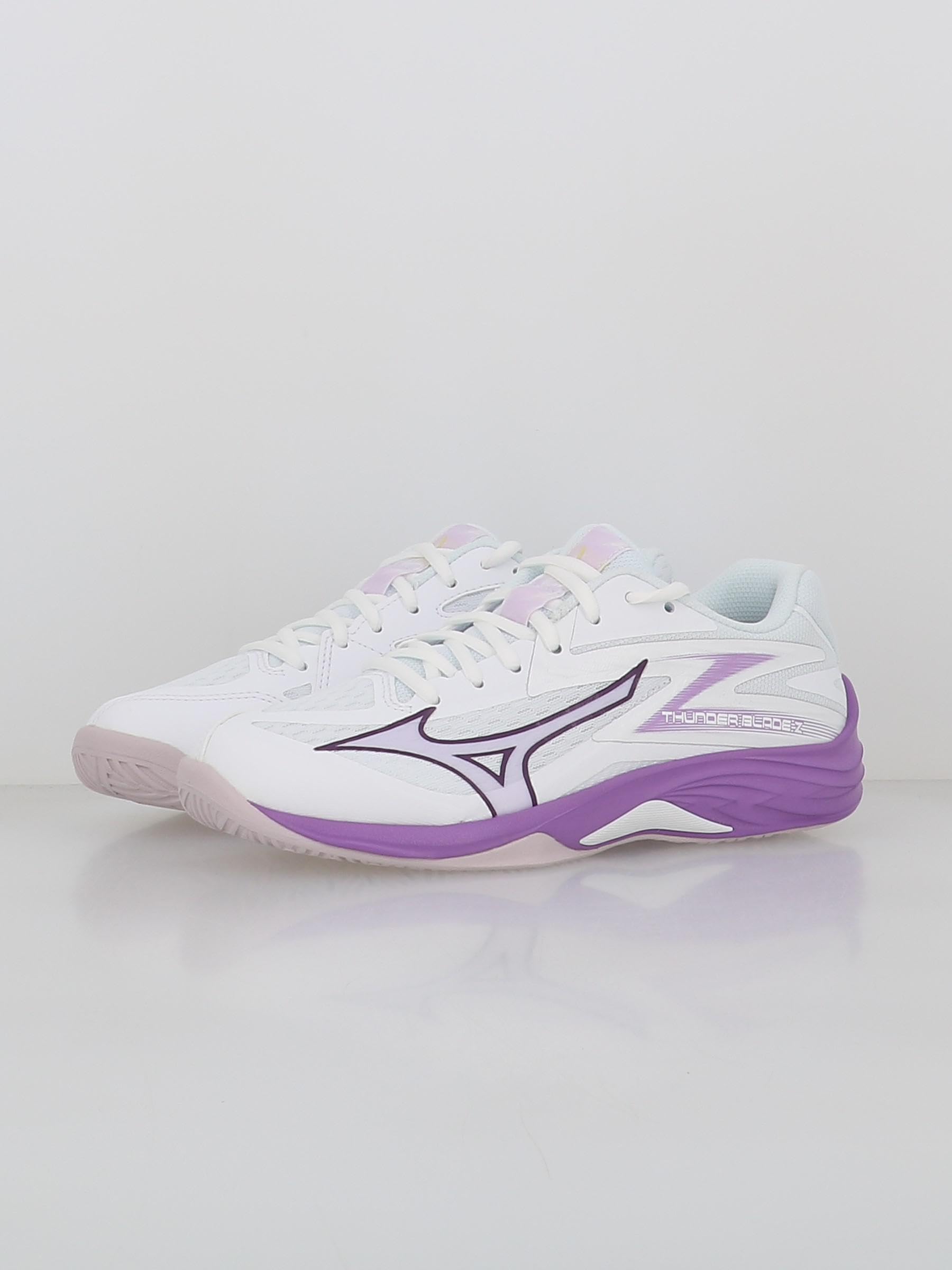 Mizuno Thunder Blade Z V1GC237010 - Zapatillas de voleibol para mujer, color blanco y morado