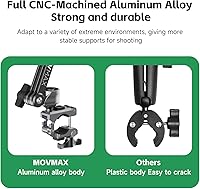 Vista 4 de MOVMAX - Soporte estabilizador para manillar de motocicleta con brazo de cuchilla, amortiguador de montaje de abrazadera para DJI Osmo Pocket 3