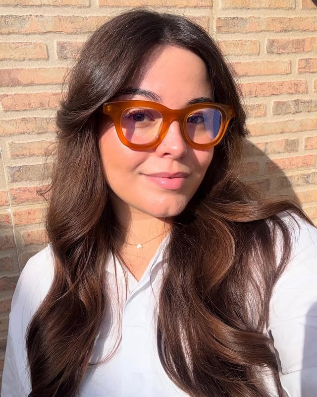 Image of Blue Light Glasses - 98%+UV400 Filter,Acetate Preppy Rectangle Frame for Work /Gaming
