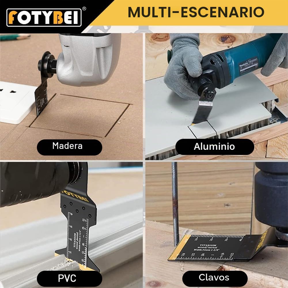 Hojas de Sierra Oscilante de Titanio, 5 Piezas Cuchillas Multiherramienta Oscilante Accesorios para Madera Plástico Metal, Compatible con Dewalt Makita Parkside Black&Decker y más