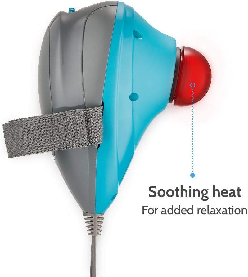 Homedics Percussion Handheld Heated Massager with Hand Strap | Pressure Point Kneading, Adjustable Strap, 3 Target Area Attachments Mercury Sports Recovery