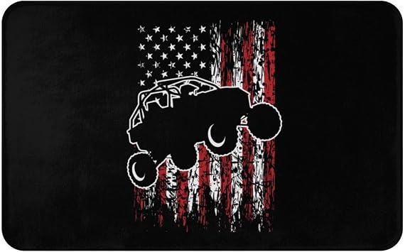 USA UTV RZR Racing Doormat for Front Door Indoor Outdoor, Non-Slip Absorbent Waterproof Entrance Rug, All-Season Patio Porch Kitchen Bath Mat, 31.5x20, Black