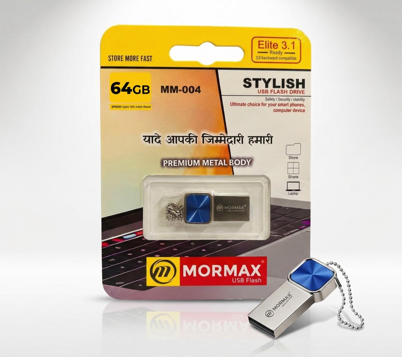 64GB USB Flash Drive MM004 | High Speed Elite 31 USB 31 Pen Drive | Premium Metal Body Keychain Design | Stylish Durable Flash Drive for Laptop PC Smart Devices-image-48