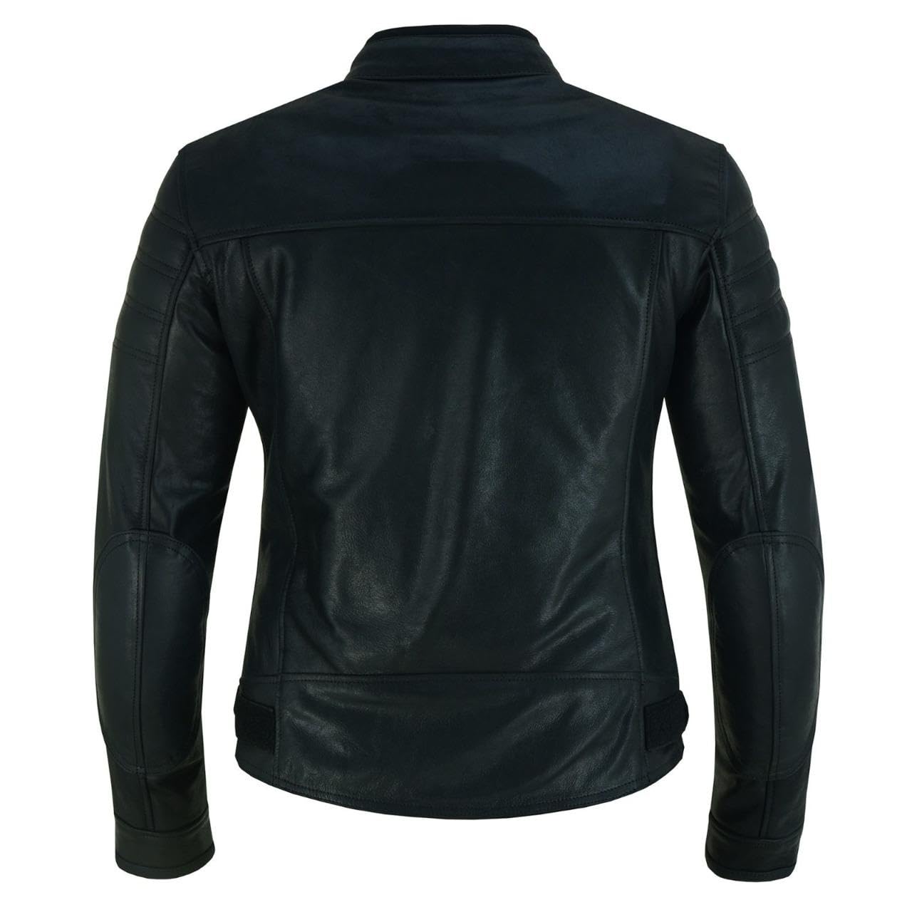 BI ESSE - Giubbino Giacca Pelle Moto Vintage caffè race, completo di Protezioni Rimovibili (Donna)