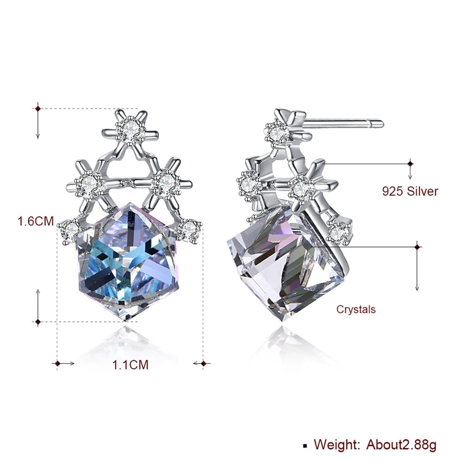 Orecchini da donna in argento Sterling con fiocco di neve in stile bohemien, Argento sterling, cristallo