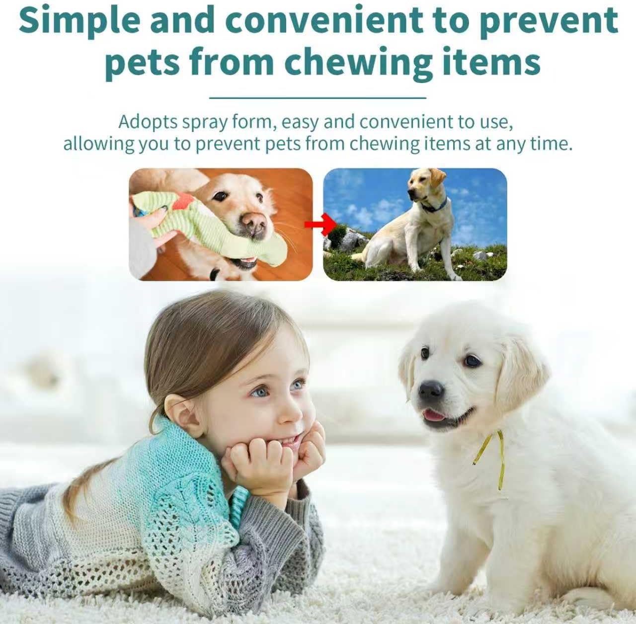 no bite spray for dog,bitter no chew spray Soothes Hot Spots,Deters Chewing couch,carpet, furniture,clothing, shoes,Pets Training &Behavior Aids Spray for puppies & adult dogs,Indoor & Outdoor Use (2)