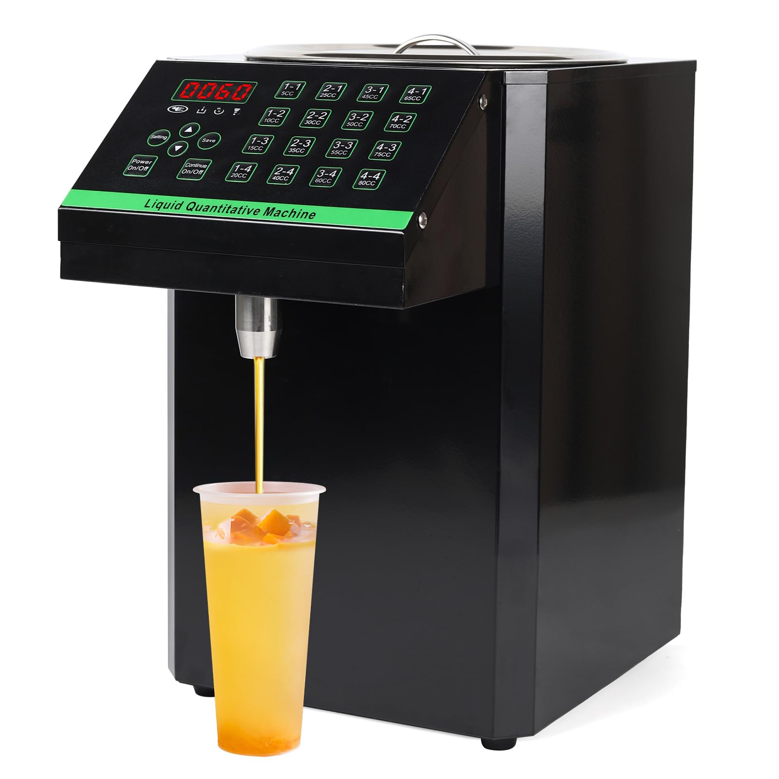SOKO Automatic Fructose Dispenser Machine Maker, Electric Fructose Sugar Syrup Dispenser Capacity 2.11 Gallon (8000CC), Auto Bubble Tea Fructose Dispenser Maker 8L with 16 Groups 110V, Black