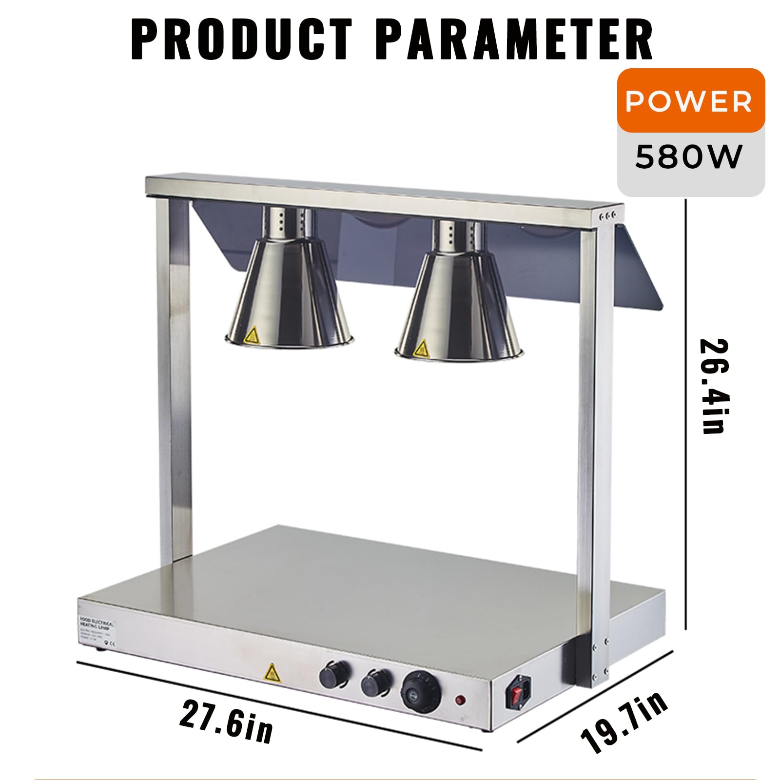 Lampada termica per alimenti, lampada riscaldante a infrarossi a temperatura regolabile, scaldavivande autoportante per ristoranti e catering, ideale per buffet e ristorazione