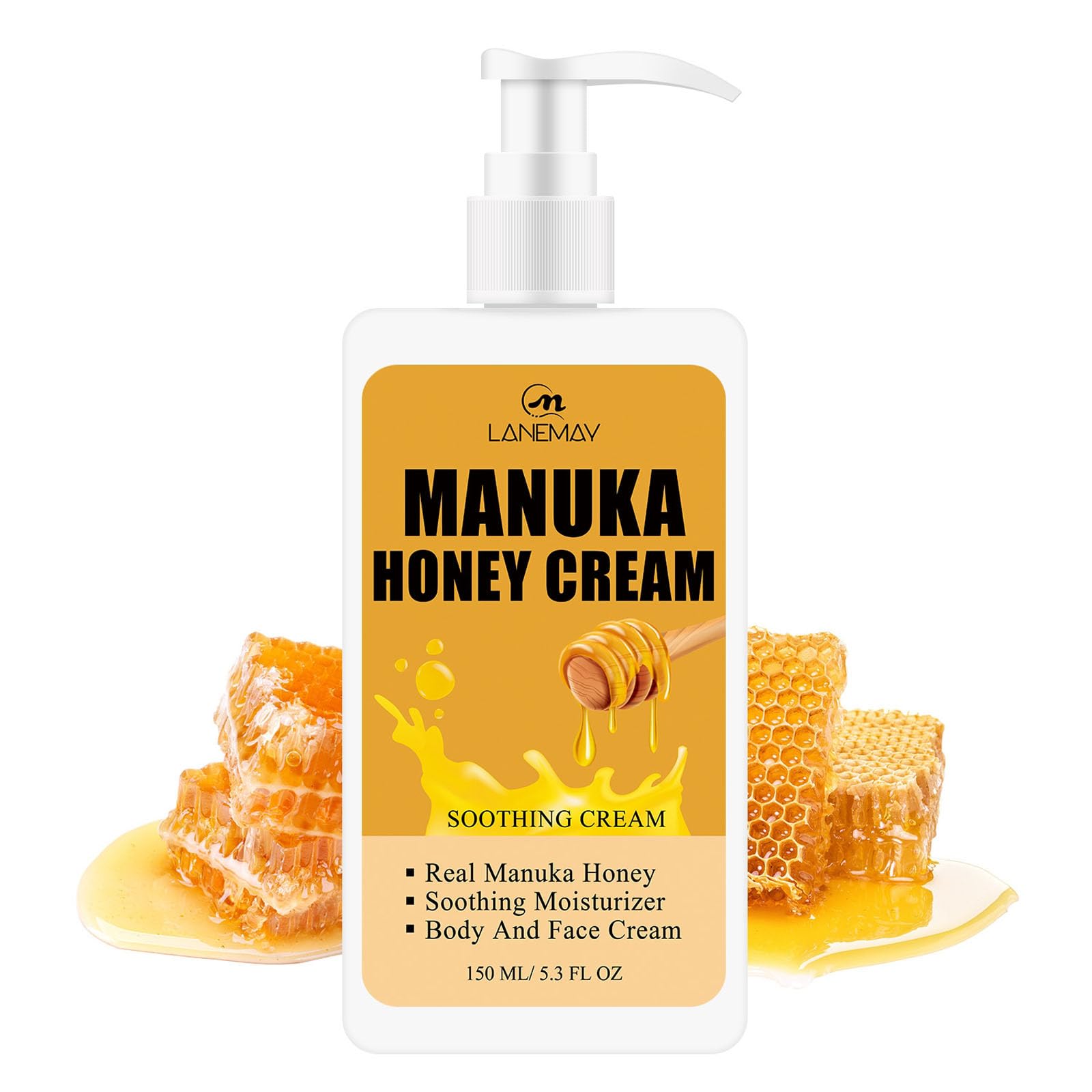 Manuka Honey Cream Face Moisturizer and Body Lotion for Dry Skin, Hydrating & Firming Face & Body Skin Care Daily Lotion Lightweight Non-Greasy Anti Wrinkle Honey Facial Cream for Women & Men