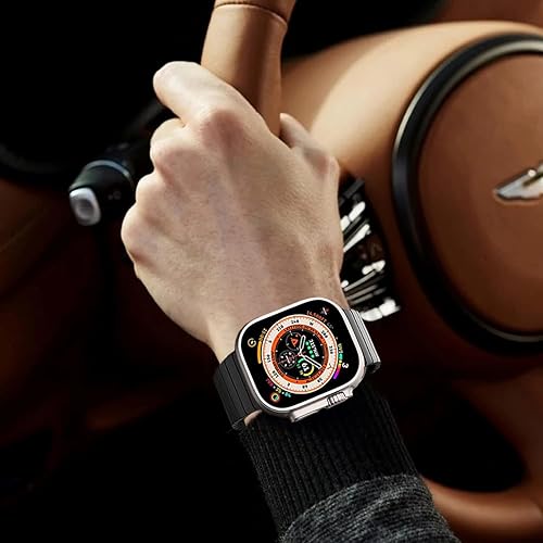 Miniatura 8 de WINGLE Correa de metal para Apple Watch Ultra 2 Band de 1.929 in 1.772 in 1.732 in 1.654 in Series 9 8 7 para hombre, correa de metal de acero