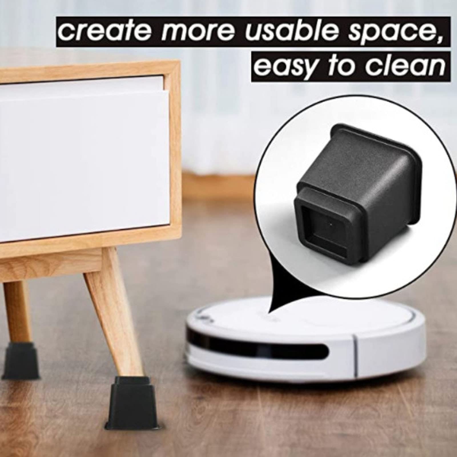 Gsycle 6PCS Plastic Bed Risers, 5in Quadrate Trapezoidal Furniture Risers Blocks Bed Leg Elevator for Couch Desk Chair Sofa Table