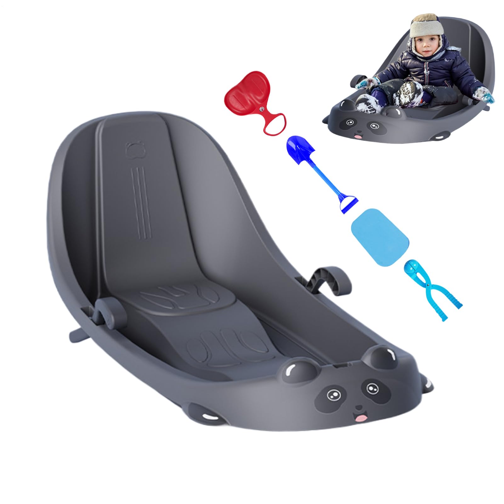 Luge de Neige pour Ergonomique et Familial | Luge Équipée d'un Frein Intégré pour les Petits Pour et Garçons par Temps Froid sur Collines Enneigées au Parc Jardin et