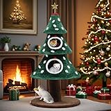 YITAHOME Christmas Cat Tree with 2 Houses, 52 in Cat Tower for Indoor, Cat Furniture with Teaser Plaything for Christmas Decoration