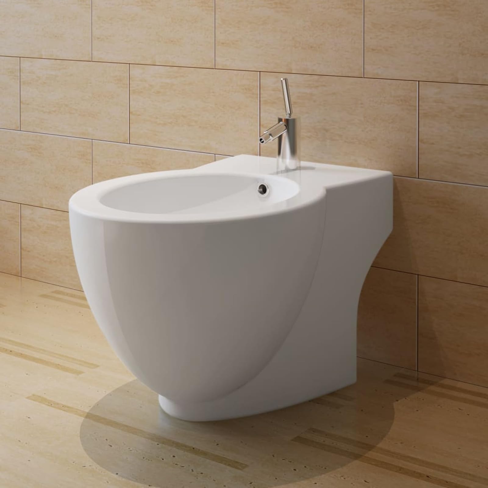 Set Toilette e Bidè in Ceramica Bianca,Set Toilette da Campeggio,Portatile e Supporto Lavamani,Mobili da Interni/Esterni-270566