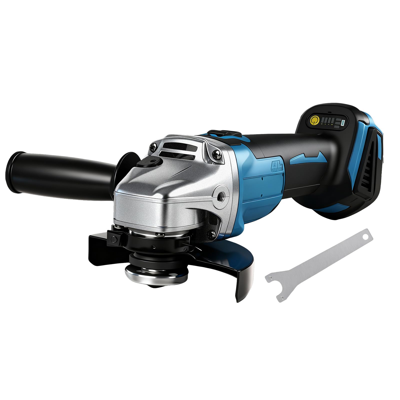 Bürstenlon Meuleuse d'angle sans fil pour Makita 18 V, 9000 tr/min avec 4 vitesses, disque abrasif de 125 mm avec clé de meulage pour meuler, couper et polir (sans batterie)