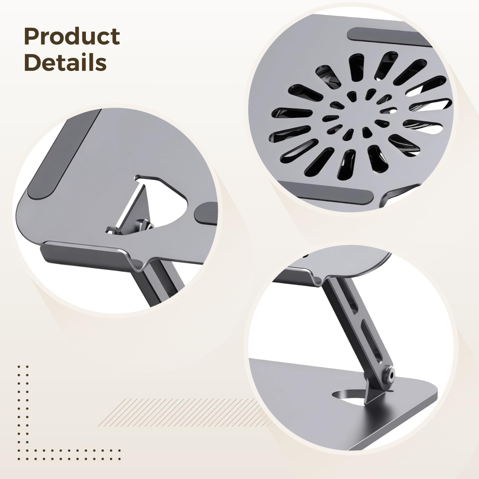 Soporte de refrigeración para portátil con ventilador, elevador de escritorio ajustable para laptop y tableta, marco de acero al carbono con almohadilla de refrigeración USB, base
