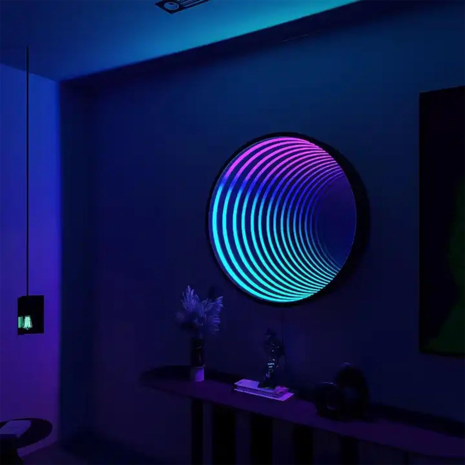 Lustrzane oświetlenie tunelowe LED Infinity światło lustrzane z pilotem, geometryczna zmiana koloru RGB, na imprezę domową Bar Gaming Decor (30CM)