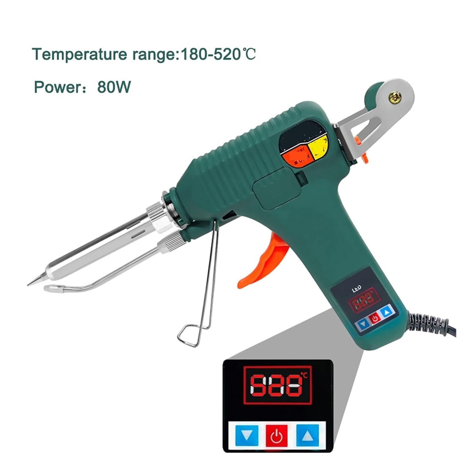 Zestaw lutownicy, 80W lutownica elektryczna, DIY przenośny pistolet spawalniczy naprawa elektronarzędzi 180-520 ℃ ogrzewanie wewnętrzne, cyfrowy wyświetlacz LED do metalu, elektryki, majsterkowania (