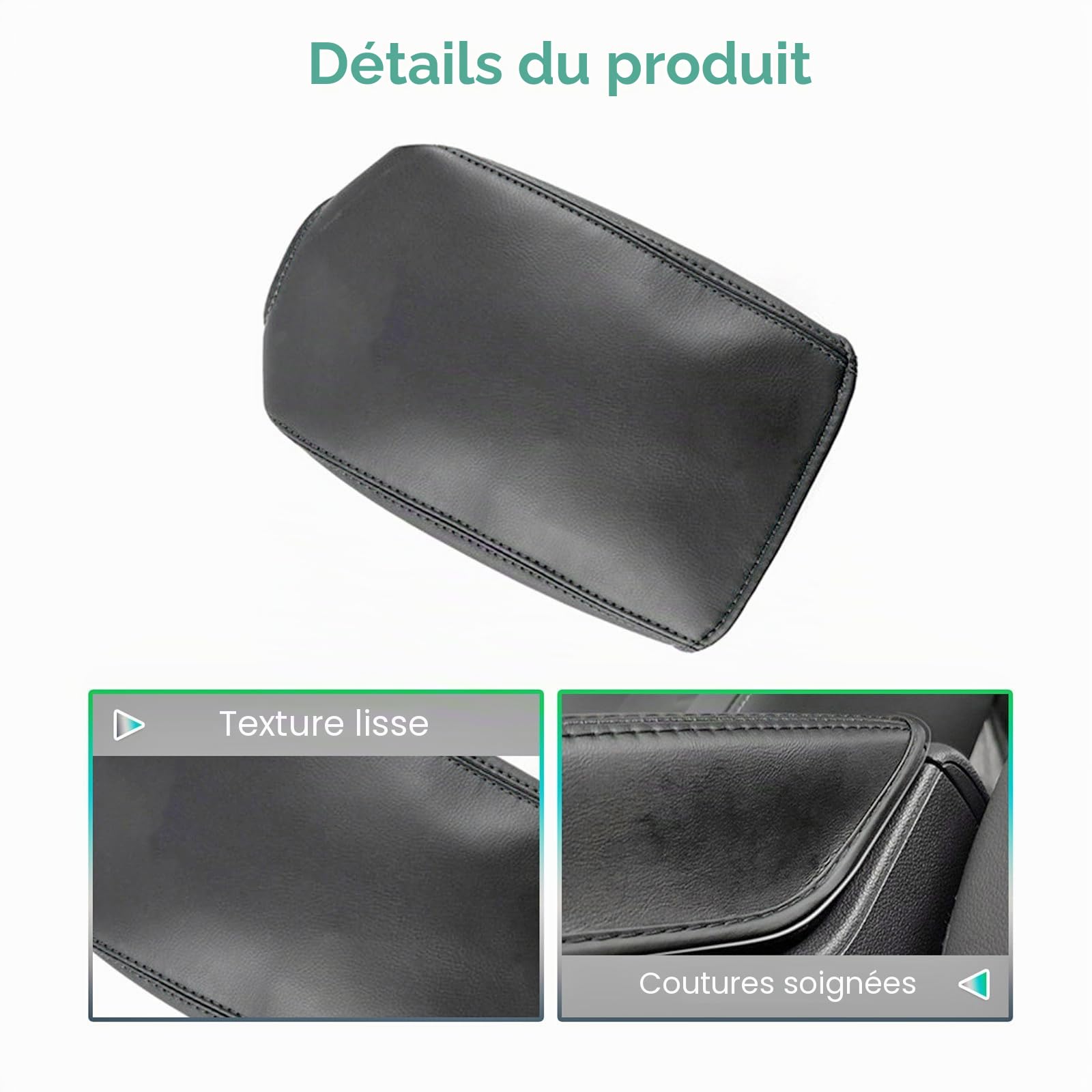 GAFAT V-W Polo MK6 Taigo/Seat Ibiza 5 6F/Seat Arona 2018-2024 2025 Housse d'Accoudoir Central, Taigo 2024 Coussin d'Accoudoir Console Central, Accoudoir de Protection, Cuir Microfibre PU (Noir)