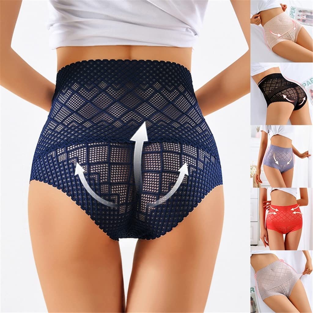 Paquete de 6 Bragas de Mujer Sexy de Encaje Europeo sin Costuras para Mujer realce de glúteos y Bragas para el Vientre Ropa Interior Transparente