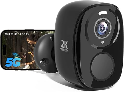 Rraycom Cámaras de seguridad WiFi 5G2.4G inalámbricas para exteriores, batería 2K con detección de movimiento AI, alarma de sirena para el hogar,