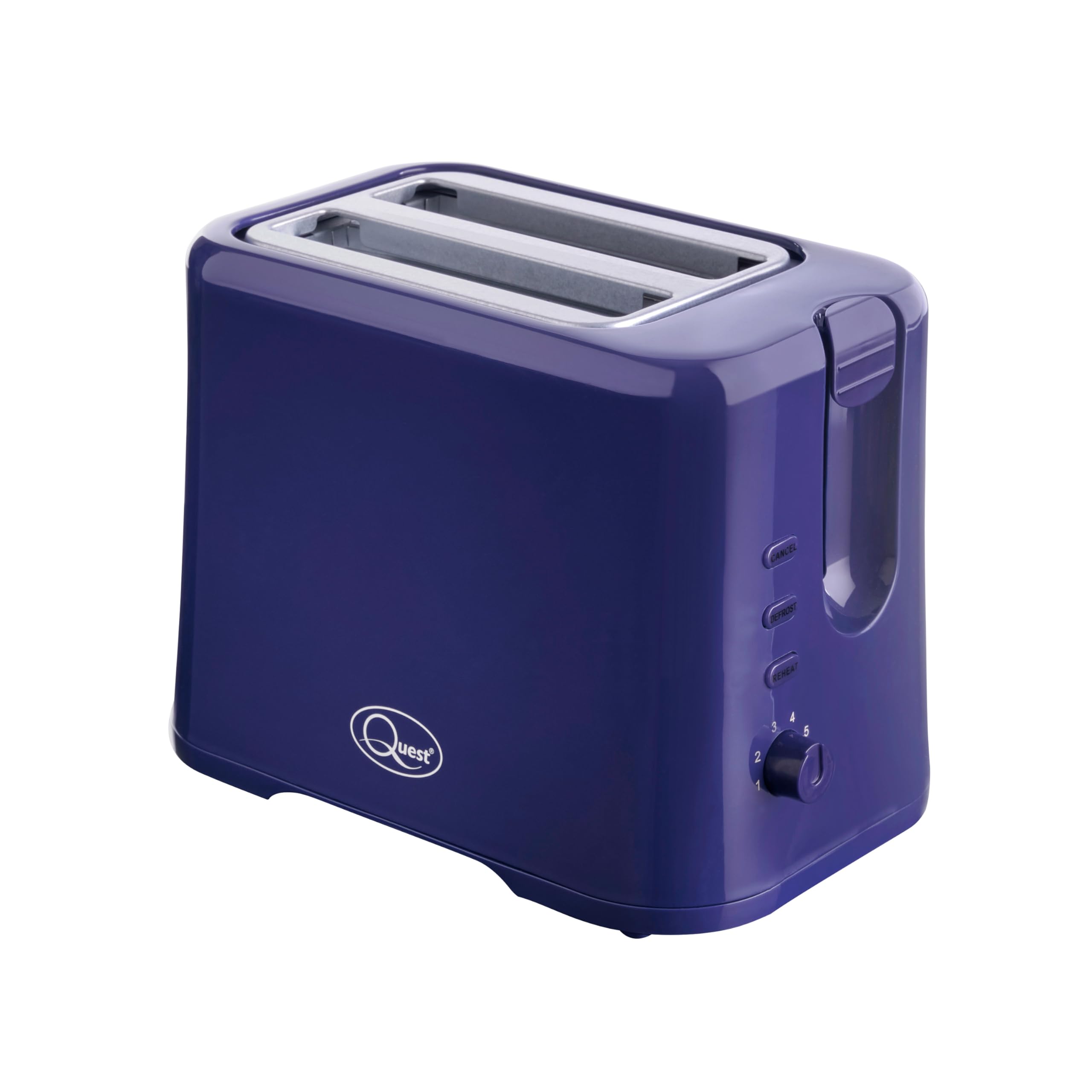 Quest 34869 2 Slice Toaster | Variable Browning Control | Reheat and Defrost | Crumb Tray and Cord Storage, Navy Blue