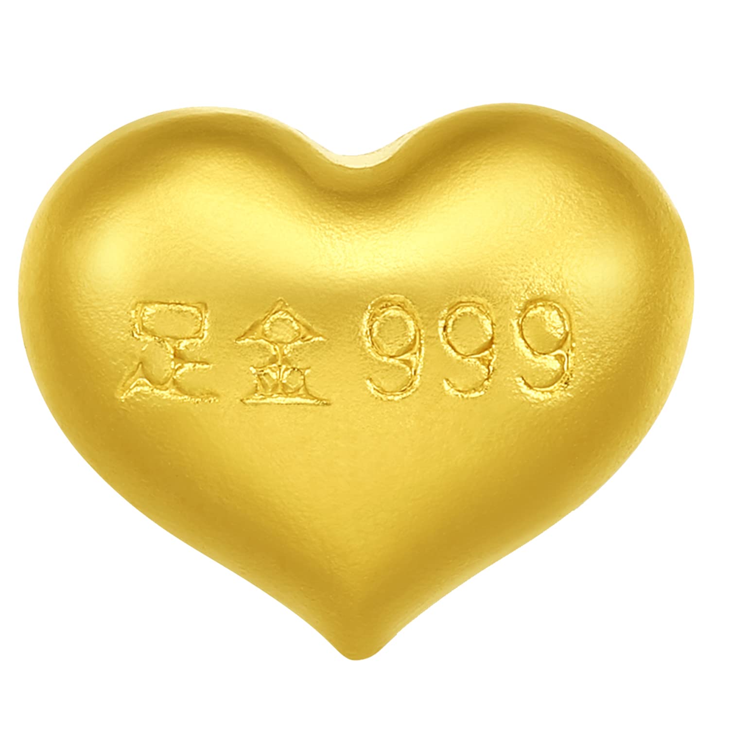 ZHOU LIU FU 24K Solid Gold Heart, Real Gold Jewelry Gifts, Love Charm Ingot Pendant Anniversary Wishes Gift for Women Men Wife