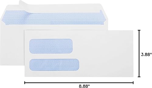 Miniatura 7 de Sobres de seguridad 500#9 con doble ventana diseñados para facturas Quickbooks y declaraciones comerciales con solapa de despegar y sellar -3 78