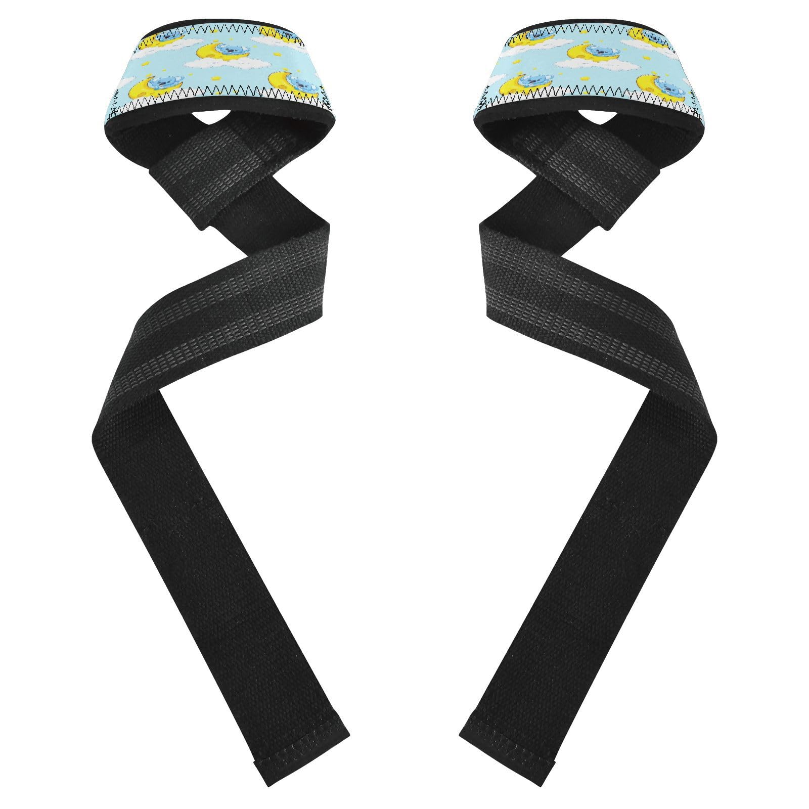 STAYTOP Cartoon Blue Koalas Wrist Straps for Weightlifting,Lifting Straps with Neoprene Cushioned Wrist Padded and Anti-Skid Silicone for Strength Training,Bodybuilding,Deadlifting