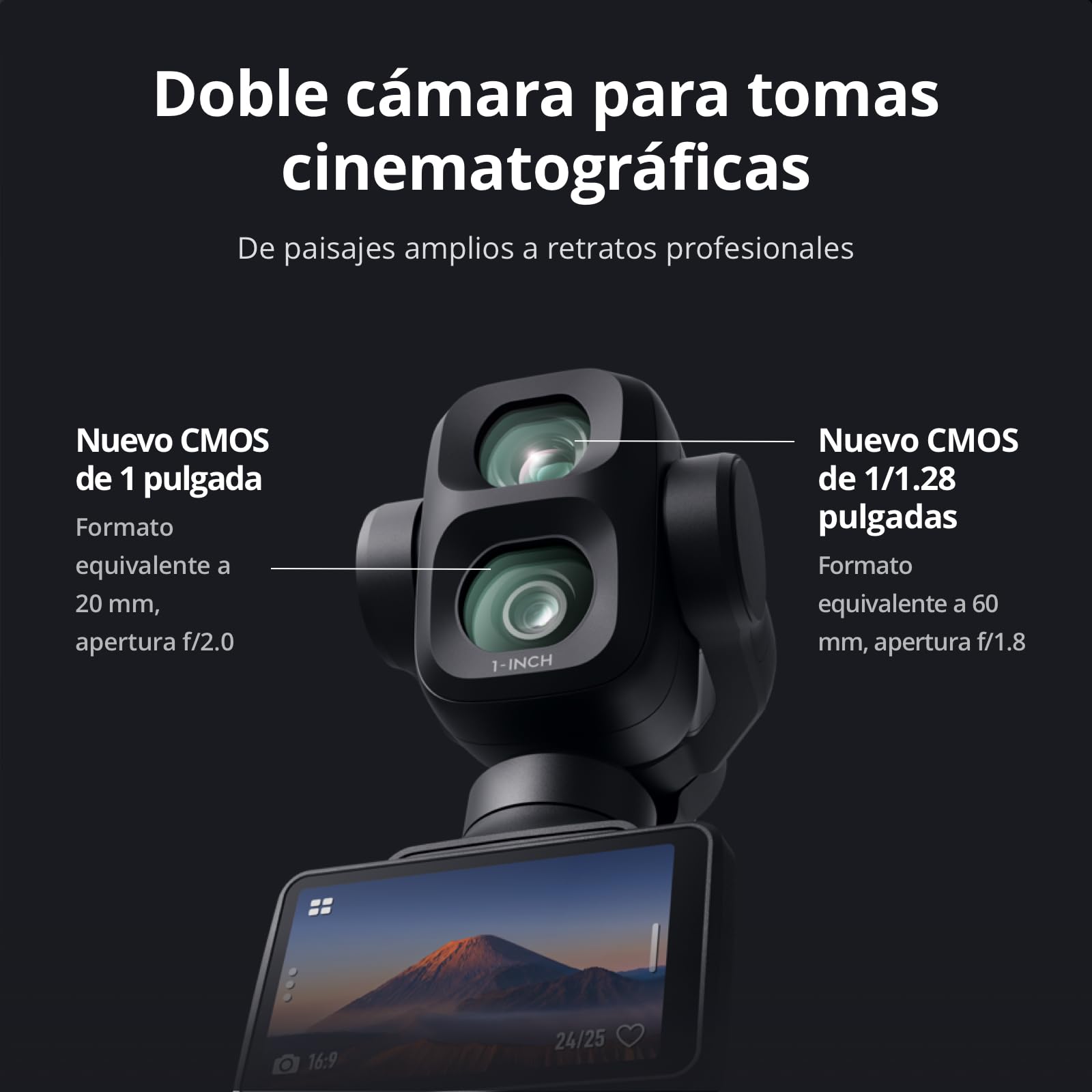 DJI Pack Estándar Osmo Pocket 4P, cámara para Vlogs 4K de Doble Objetivo | Zoom óptico de 3×, zoom de hasta 12×, 4K/240 fps, rango dinámico de 17 pasos, 103 GB de almac. integrado, luz de relleno