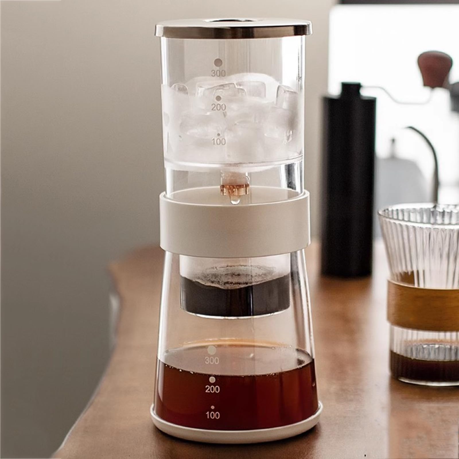 JYSWDZCold Brew Drip Coffee Maker, Slow Drip Coffee Machine, with Adjustable Dripping Speed, Stainless Steel Filter, 600 Ml Glass Pot, Gift for Coffee Lovers