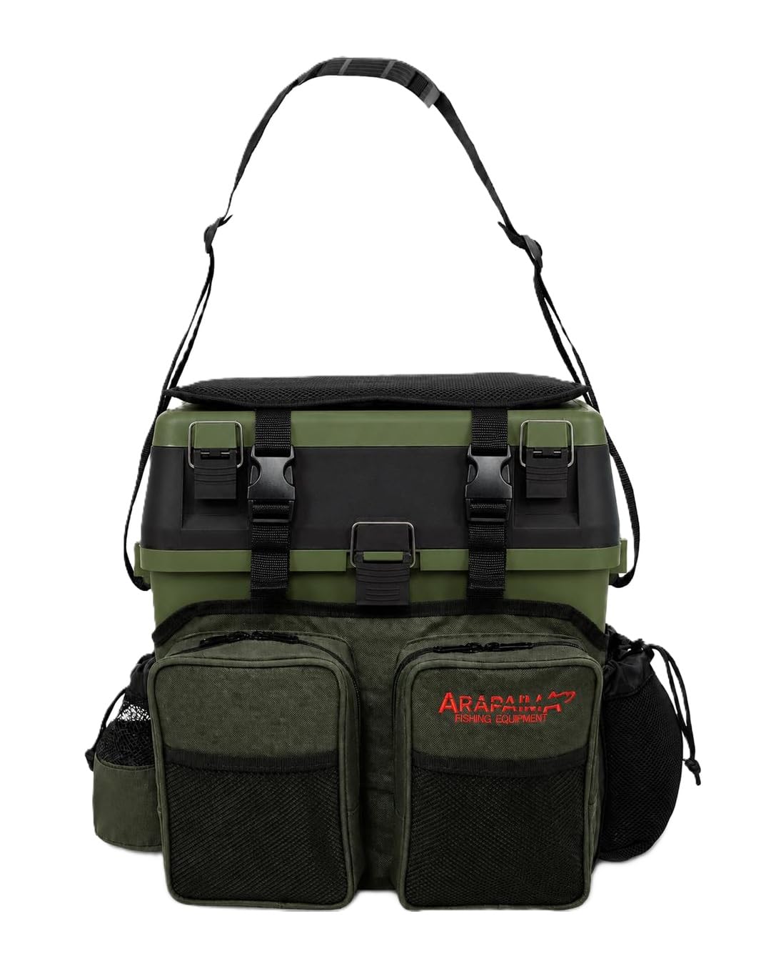 Sitzkiepe Angelrucksack mit 4 Tackleboxen & Sitzbox Olive Bundle | Angelrucksack, Sitzbox und Angelkoffer in einem – inkl. 4 Tackleboxen, Futterwannen und gepolstertem Sitzdeckel