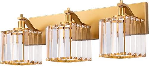 Miniatura 9 de EDISHINE Lámpara de tocador de baño, accesorios de iluminación modernos de baño de 20.47 pulgadas, 3 luces de cristal sobre espejo, lámpara de pared