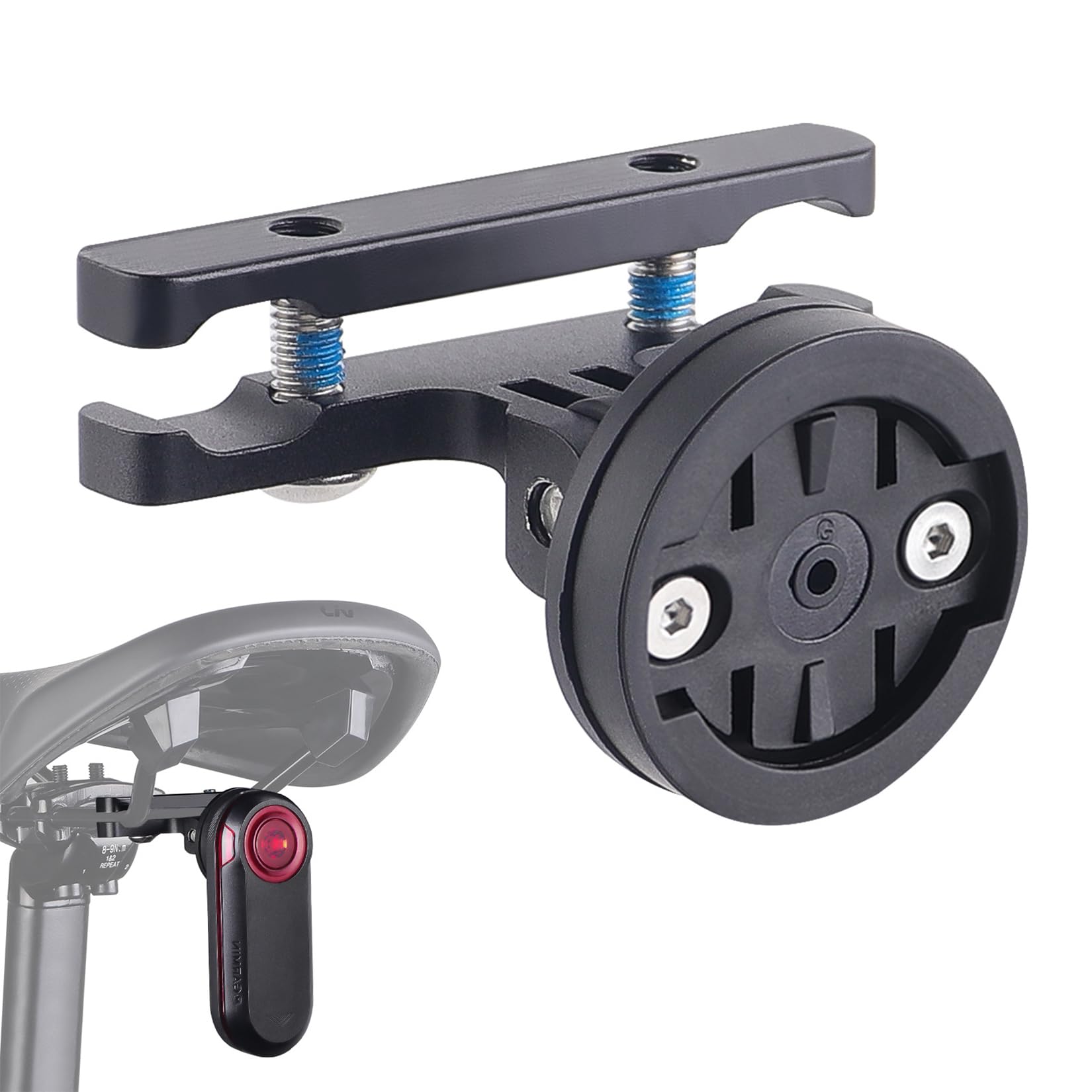 Uchwyt do siodełka rowerowego do radaru cofania i tylnego światła Garmin Varia RTL515/500/510/RVR315 Regulowany kąt nachyleni Montowany pod poduszką siodełka