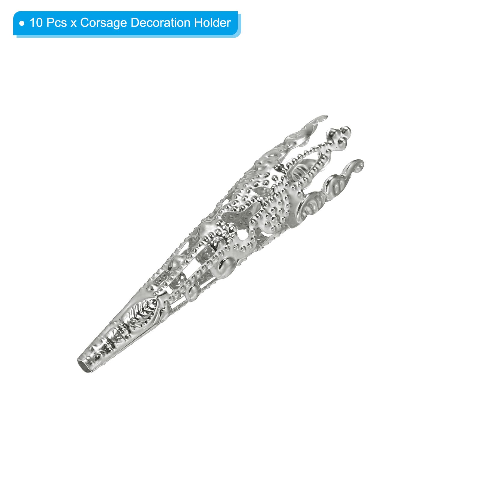 PATIKIL 41mm Corsage Decorative Holder, 10 Pcs Brooch Pin Vase Pocket Boutonnieres Holder for Wedding Party DIY Crafts Platinum - Image 3