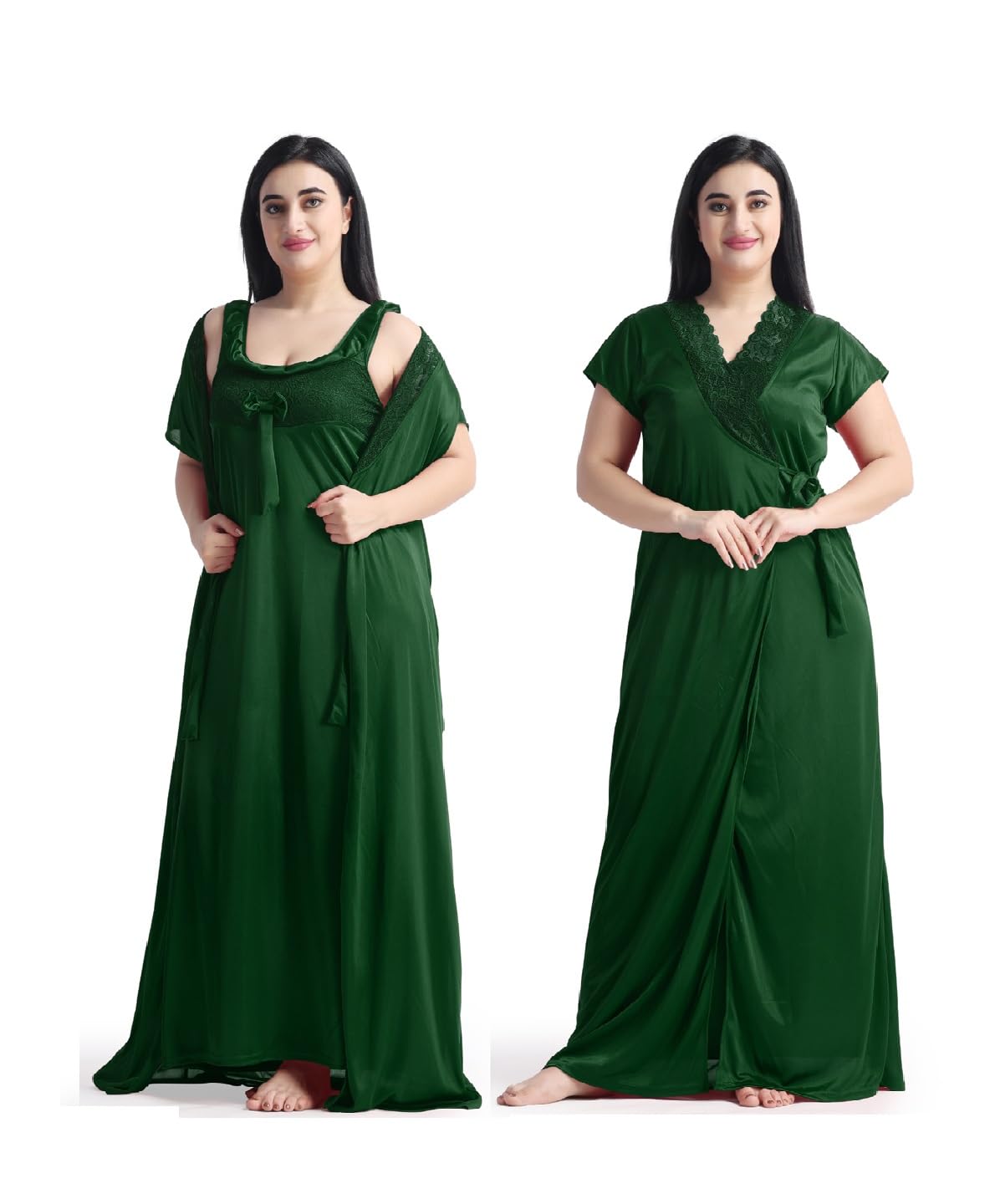 Night Keys Women Nighty with Robe Free Honeymoon Two Piecs Nighty Set