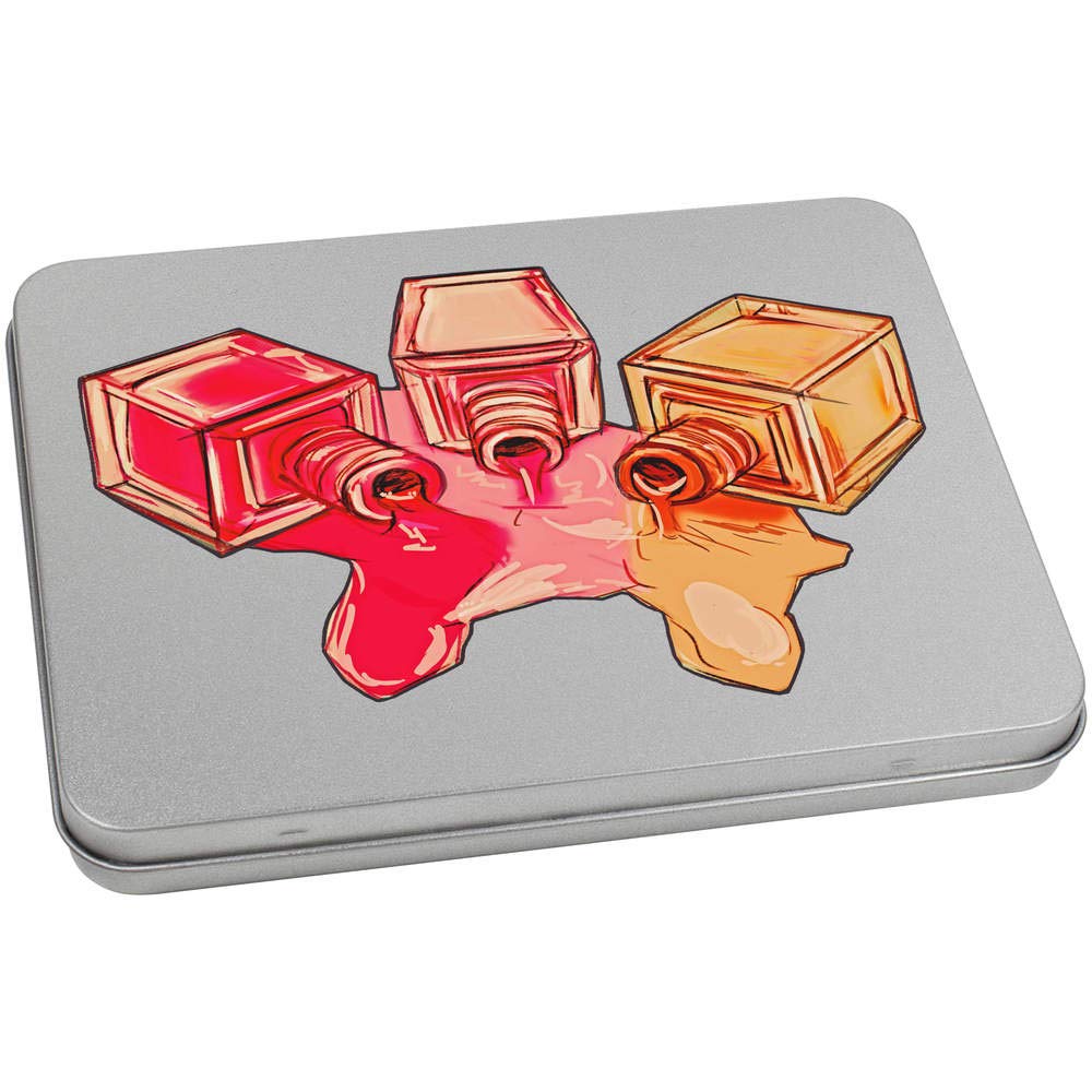 Azeeda 170mm 'Spilt Nail Polish' Metal Hinged Tin/Storage Box (TT00108181)