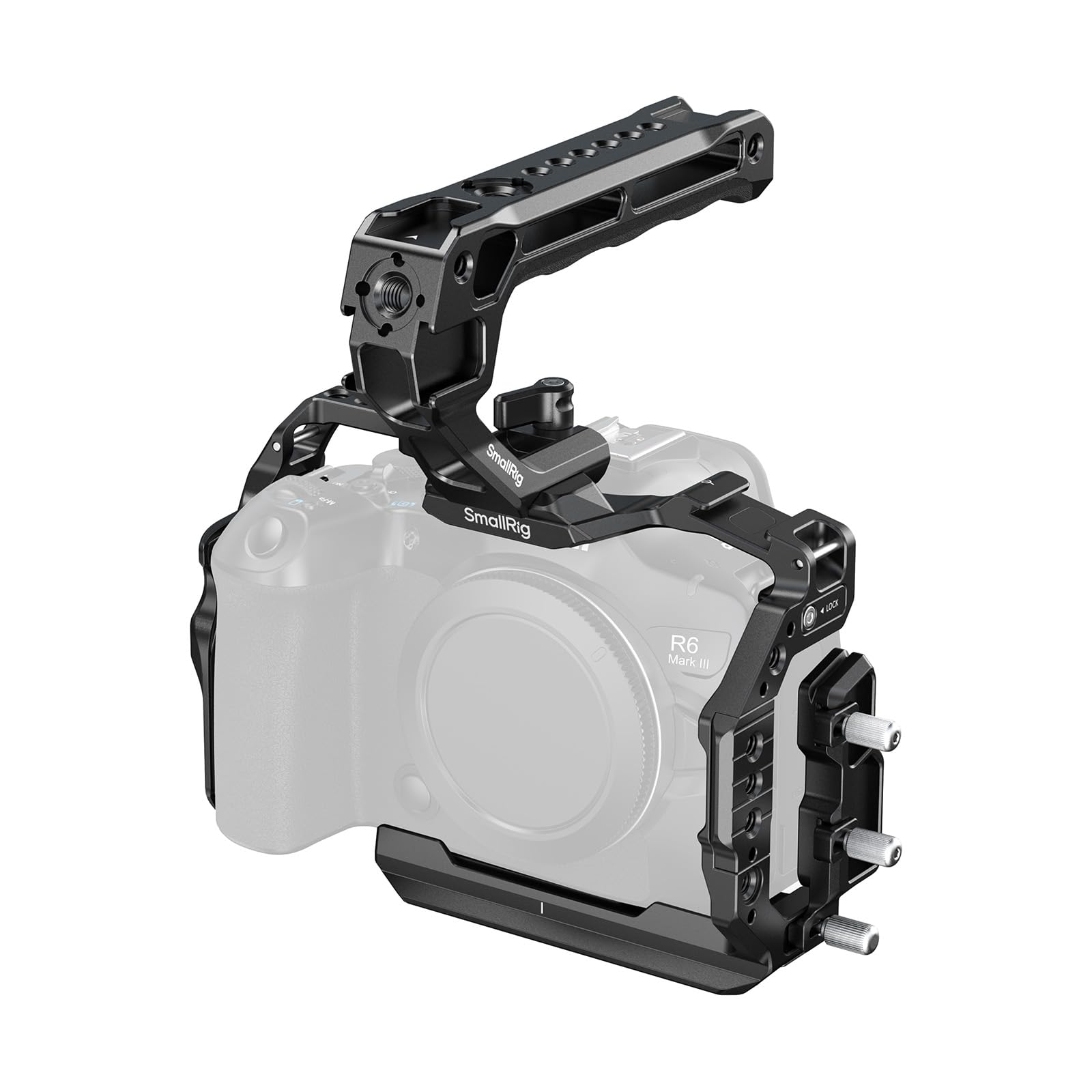 SMALLRIG Kit Cage R6 Mark III pour Canon R6 Mark II avec Poignée Supérieure et Serre-câble, Rails NATO HawkLock, Plaque de Dégagement Rapide Arca, Compatible avec DJI RS 3 / RS 3 Pro/RS 4 / RS 4 Pro