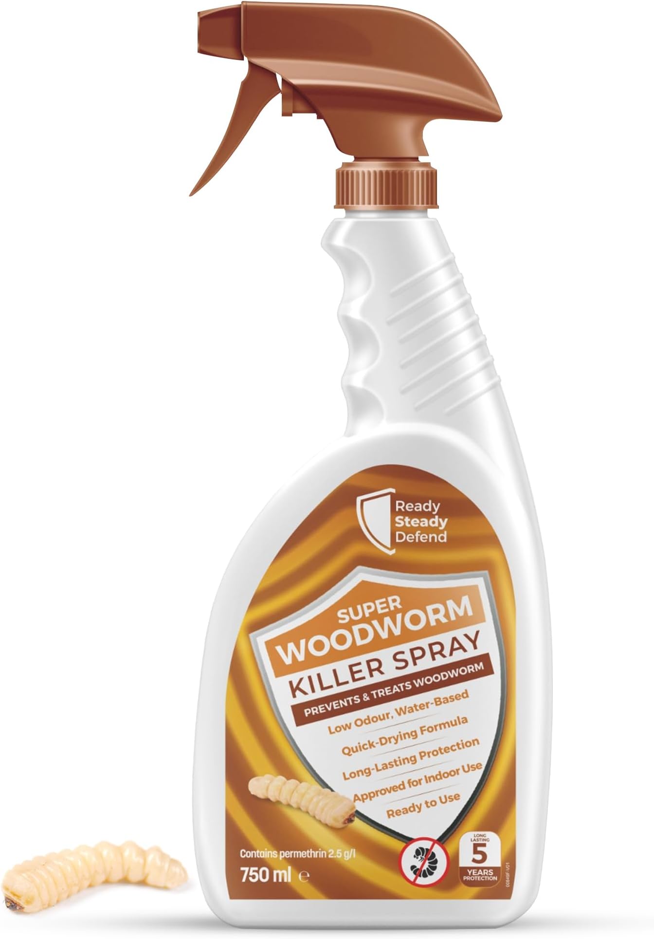 Woodworm Killer Spray 750ml: Protection Against Beetles & Termites, Safe for Indoor Use, VOC-Free with Permethrin, Easy Application & Clean-up, Lasts 5 Years
