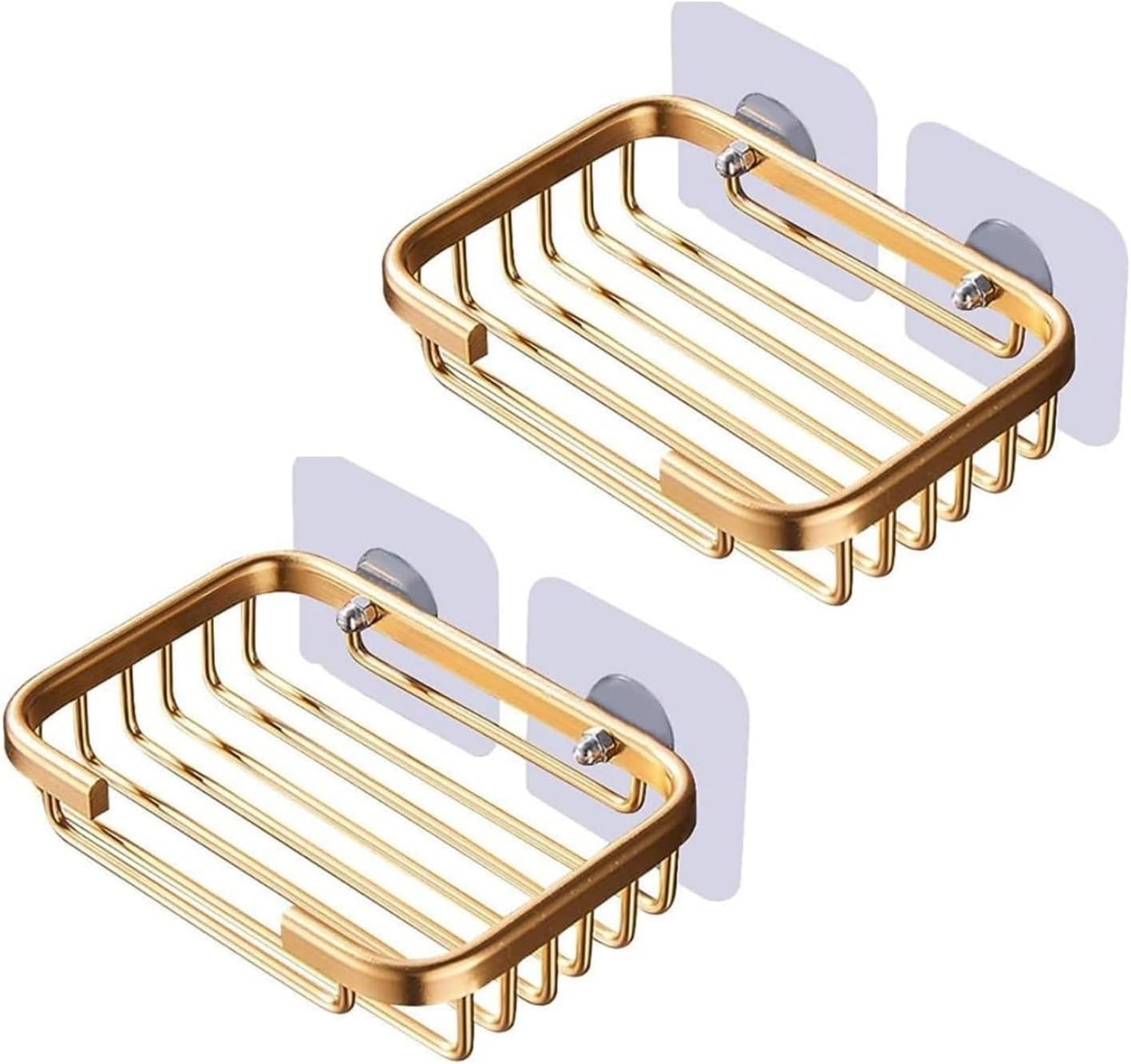 2 jaboneras doradas para ducha, estante de drenaje colgante creativo, soporte autoadhesivo para jabonera, estante de almacenamiento de jabonera, libre de daños, taladro de baño, jaboneras de baño,
