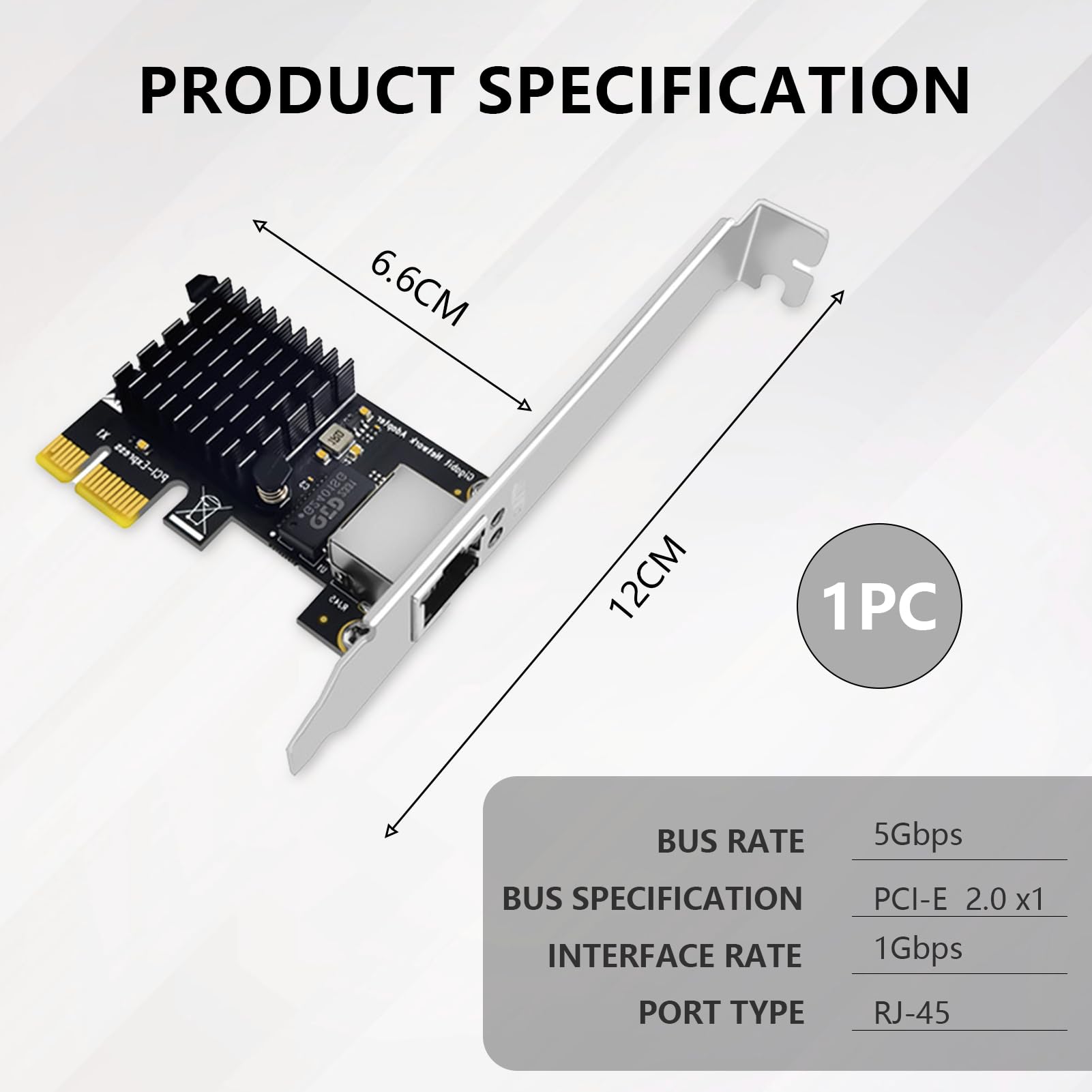Karta sieciowa Gigabit PCI Express, chip RTL8111G 10/100/1000 Mb/s Ethernet LAN z portem RJ45, niskoprofilowa karta sieciowa PCIe do Windows 11/10/XP/8/7, Linux, Mac OS