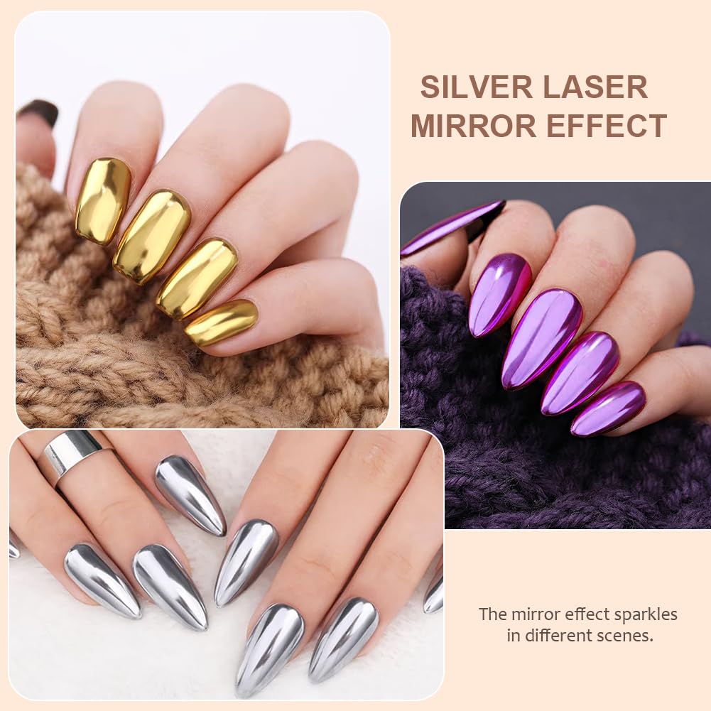 LOPHE Chrome Nail Powder, Metallic Mirror Glitter Effect - Image 4