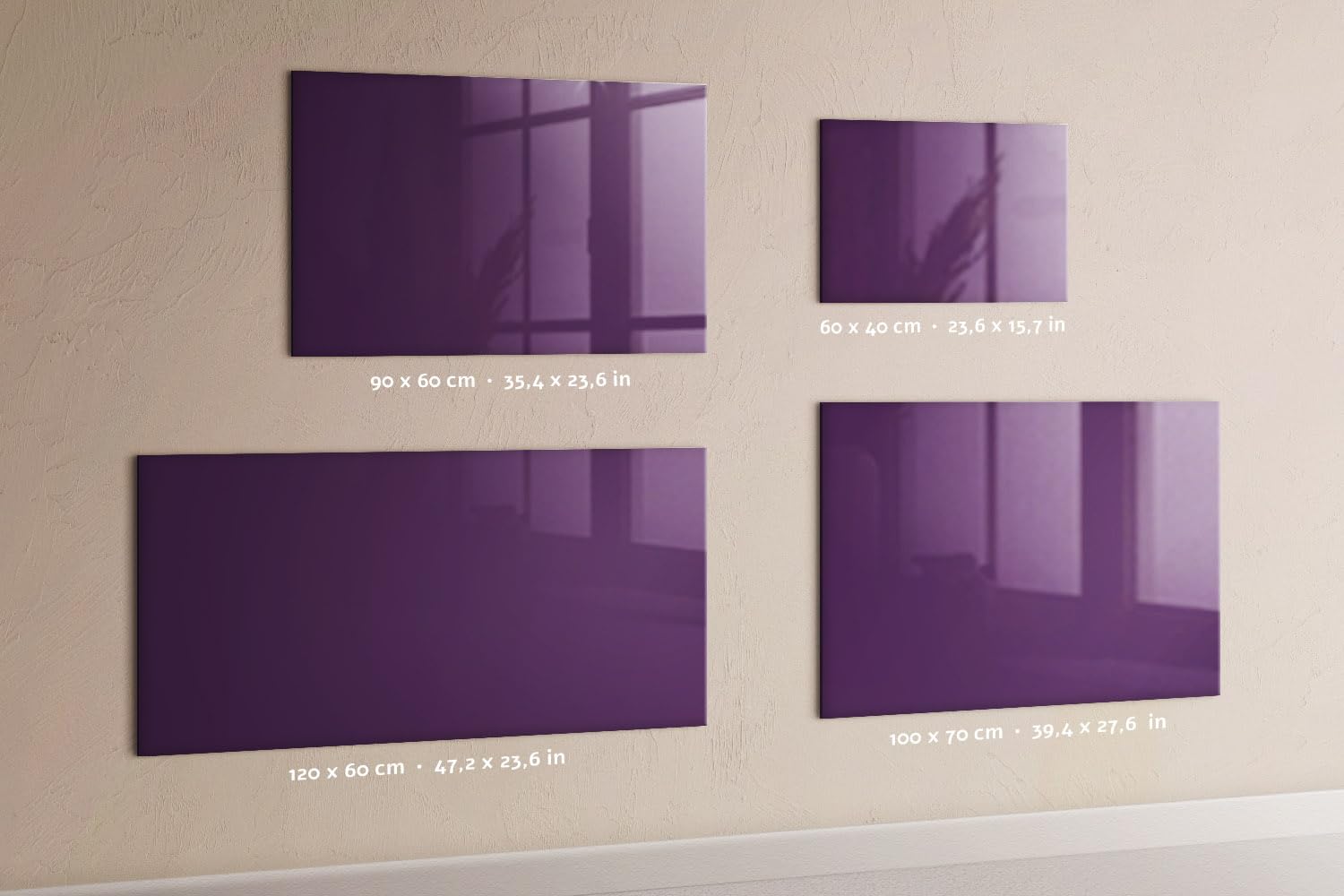 Magnettafel für Schule Gastronomie und Büro 100x70 Violette Farbe | Pinnwand | Glas | Memo | Organizer | Planer | Sicherheitsglas | Paneel | Infoboard | Wochenplaner | Terminkalender