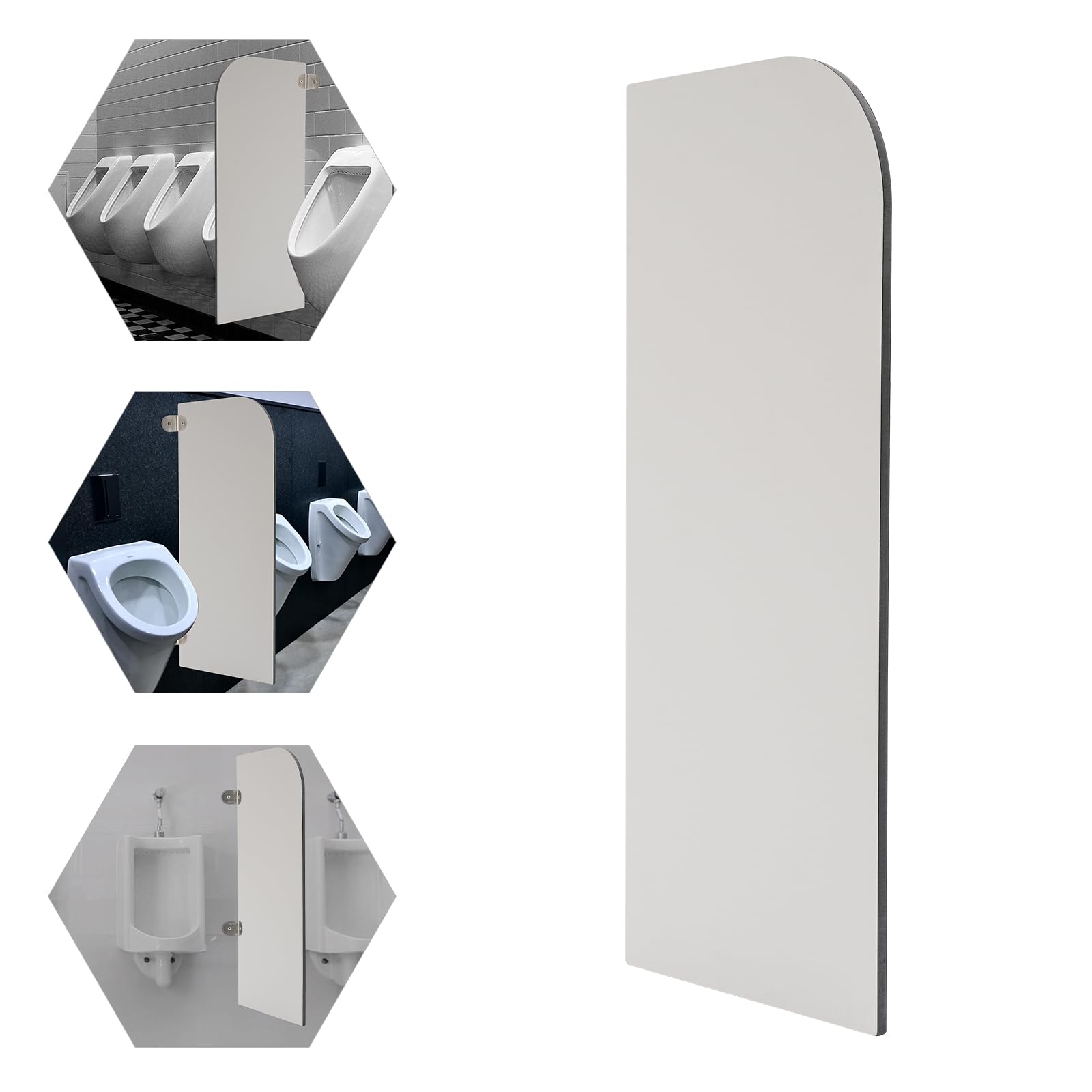 Urinario separador de orinarios, 40 x 90 cm, resina fenólica, laminado, resistente al agua, ignífugo, acero inoxidable 304, inodoro público, hotel, restaurante, centro comercial, fácil montaje