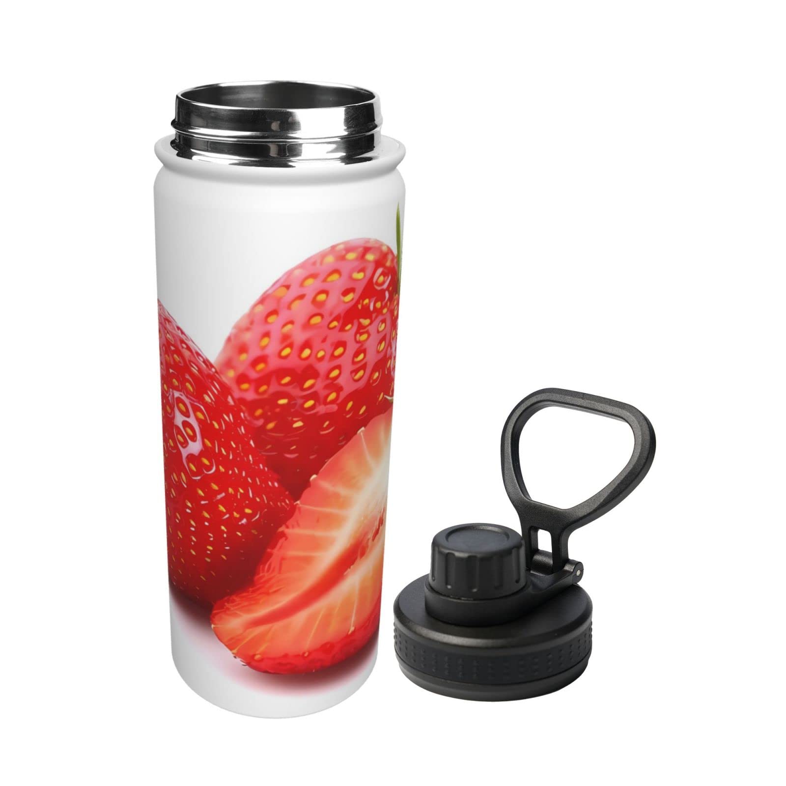 Fresh Strawberry Sport-Wasserflasche, 530 ml, isolierte Edelstahl, auslaufsichere Wasserflasche für Reisen, Fitnessstudio, Büro