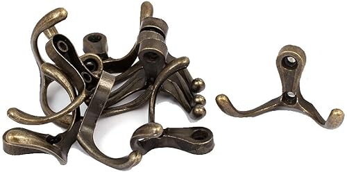 IIVVERR 2.087 in x 1.299 in aleación de zinc montado en la pared ropa bata sombrero doble gancho percha 10 unidades (2.087 in x 1.299 in aleación de