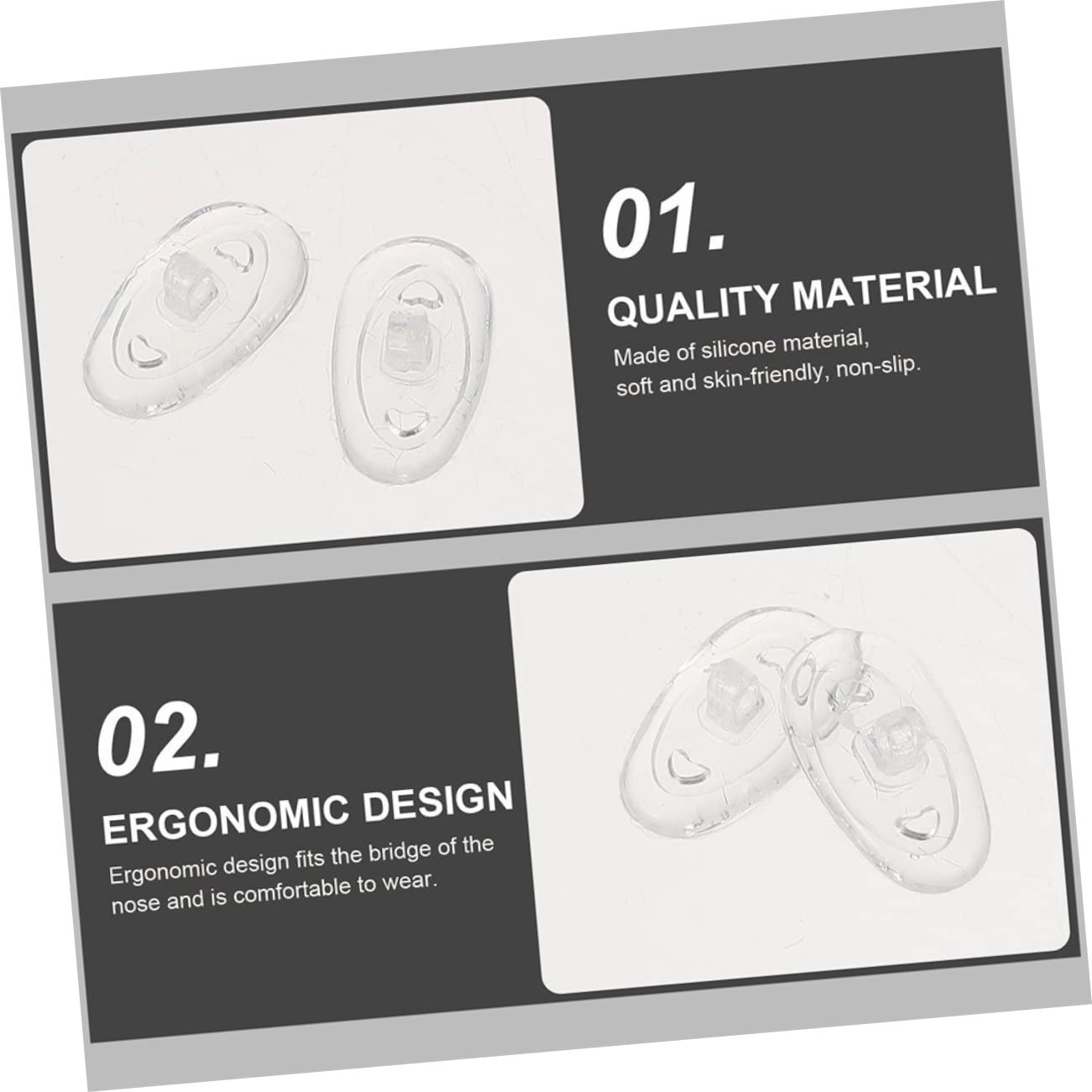 5 Juegos De Almohadillas Nasales Ergonómicas De Silicona Para Gafas Comodidad Duradera 100 Pares X 5
